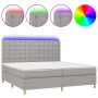 Cama box spring con colchón tela y LED gris claro 200x200 cm de , Camas y somieres - Ref: Foro24-3135781, Precio: 639,52 €, D...