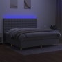 Cama box spring con colchón tela y LED gris claro 200x200 cm de , Camas y somieres - Ref: Foro24-3135781, Precio: 639,52 €, D...