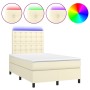 Cama box spring colchón y LED cuero sintético crema 120x200 cm de , Camas y somieres - Ref: Foro24-3135935, Precio: 414,35 €,...