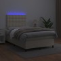 Cama box spring colchón y LED cuero sintético crema 120x200 cm de , Camas y somieres - Ref: Foro24-3135935, Precio: 414,35 €,...