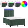 Cama box spring colchón y LED terciopelo verde oscuro 120x200cm de , Camas y somieres - Ref: Foro24-3136356, Precio: 457,02 €...