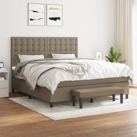 Box spring bed with taupe gray fabric mattress 160x200 cm by , Beds and slatted bases - Ref: Foro24-3136929, Price: 648,81 €,...