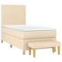 Box spring bed with cream fabric mattress 90x190 cm by , Beds and slatted bases - Ref: Foro24-3136962, Price: 415,42 €, Disco...