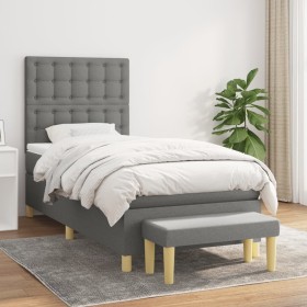 Box spring bed with dark gray fabric mattress 100x200 cm by , Beds and slatted bases - Ref: Foro24-3137454, Price: 396,77 €, ...