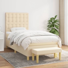 Box spring bed with cream fabric mattress 90x190 cm by , Beds and slatted bases - Ref: Foro24-3137442, Price: 404,13 €, Disco...