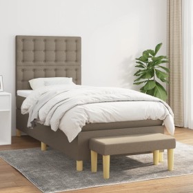 Cama box spring con colchón tela gris taupe 90x200 cm de , Camas y somieres - Ref: Foro24-3137449, Precio: 391,99 €, Descuent...