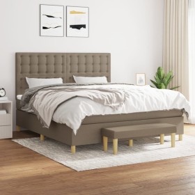 Box spring bed with taupe gray fabric mattress 160x200 cm by , Beds and slatted bases - Ref: Foro24-3137489, Price: 651,67 €,...