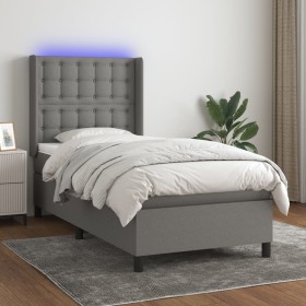 Boxspringbettmatratze und LED-Leuchten dunkelgrauer Stoff 100x200 cm von , Betten und Lattenroste - Ref: Foro24-3138614, Prei...