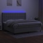 Box spring bed with fabric mattress and light gray LED 200x200 cm by , Beds and slatted bases - Ref: Foro24-3138661, Price: 6...