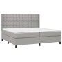 Cama box spring con colchón tela y LED gris claro 200x200 cm de , Camas y somieres - Ref: Foro24-3138661, Precio: 681,61 €, D...