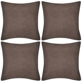 4 brown faux linen cushion covers, 50 x 50 cm by vidaXL, Cushions - Ref: Foro24-130941, Price: 25,99 €, Discount: %