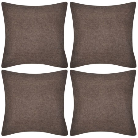 4 brown faux linen cushion covers, 50 x 50 cm by vidaXL, Cushions - Ref: Foro24-130941, Price: 25,94 €, Discount: %