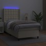 Cama box spring colchón y LED cuero sintético crema 100x200 cm de , Camas y somieres - Ref: Foro24-3139369, Precio: 420,89 €,...