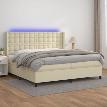 Boxspringbett mit Matratze und LED-Creme-Kunstleder 200x200 cm von , Betten und Lattenroste - Ref: Foro24-3139405, Preis: 723...