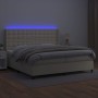 Cama box spring colchón y LED cuero sintético crema 200x200 cm de , Camas y somieres - Ref: Foro24-3139405, Precio: 723,99 €,...