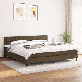 Box spring bed with dark brown fabric mattress 200x200 cm by , Beds and slatted bases - Ref: Foro24-3140404, Price: 591,22 €,...