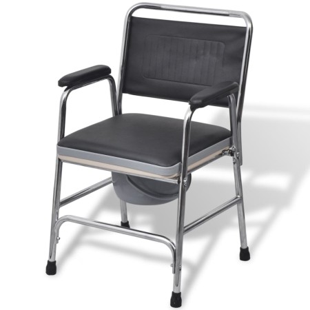 Silla con inodoro WC acero negra de vidaXL, Asientos de inodoros y bidés - Ref: Foro24-110131, Precio: 128,42 €, Descuento: %