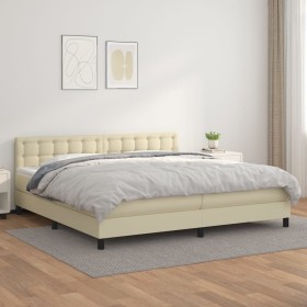 Cama box spring con colchón cuero sintético crema 200x200 cm de , Camas y somieres - Ref: Foro24-3141145, Precio: 617,99 €, D...