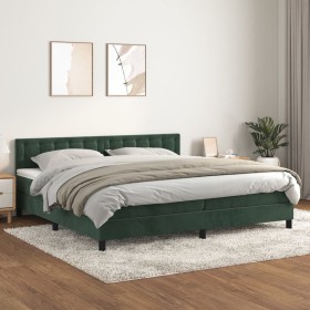 Box spring bed with dark green velvet mattress 200x200 cm by , Beds and slatted bases - Ref: Foro24-3141566, Price: 593,15 €,...