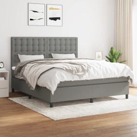 Box spring bed with dark gray fabric mattress 160x200 cm by , Beds and slatted bases - Ref: Foro24-3142106, Price: 560,04 €, ...