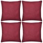 4 burgundy cotton cushion covers, 50 x 50 cm by vidaXL, Cushions - Ref: Foro24-130932, Price: 25,85 €, Discount: %