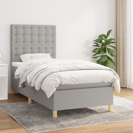 Cama box spring con colchón tela gris claro 80x200 cm de , Camas y somieres - Ref: Foro24-3142609, Precio: 325,88 €, Descuent...