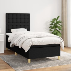 Cama box spring con colchón tela negro 100x200 cm de , Camas y somieres - Ref: Foro24-3142635, Precio: 356,95 €, Descuento: %