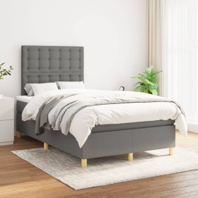 Box spring bed with dark gray fabric mattress 120x200 cm by , Beds and slatted bases - Ref: Foro24-3142642, Price: 412,36 €, ...