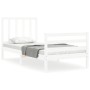 White solid wood bed frame with headboard by , Beds and slatted bases - Ref: Foro24-3193822, Price: 93,99 €, Discount: %