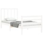 White solid wood bed frame with headboard by , Beds and slatted bases - Ref: Foro24-3193822, Price: 93,99 €, Discount: %