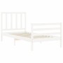 White solid wood bed frame with headboard by , Beds and slatted bases - Ref: Foro24-3193822, Price: 93,99 €, Discount: %