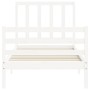 White solid wood bed frame with headboard by , Beds and slatted bases - Ref: Foro24-3193822, Price: 93,99 €, Discount: %