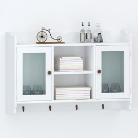 Wall cabinet display shelf glass MDF white books/DVD by vidaXL, Shelves and shelves - Ref: Foro24-242435, Price: 80,49 €, Dis...