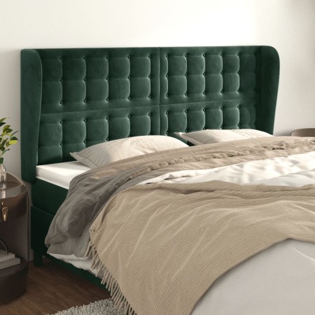 Cabecero con orejas de terciopelo verde oscuro 203x23x118/128cm de , Cabeceros y pies de cama - Ref: Foro24-3118459, Precio: ...