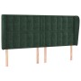 Cabecero con orejas de terciopelo verde oscuro 203x23x118/128cm de , Cabeceros y pies de cama - Ref: Foro24-3118459, Precio: ...