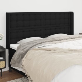 Cabecero con orejas de tela negro 163x16x118/128 cm de , Cabeceros y pies de cama - Ref: Foro24-3120022, Precio: 131,99 €, De...