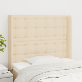 Cabecero con orejas de tela color crema 83x16x118/128 cm de , Cabeceros y pies de cama - Ref: Foro24-3119993, Precio: 76,00 €...