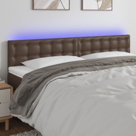 Cabecero con LED cuero sintético marrón 108x5x78/88 cm de , Cabeceros y pies de cama - Ref: Foro24-3121717, Precio: 78,99 €, ...