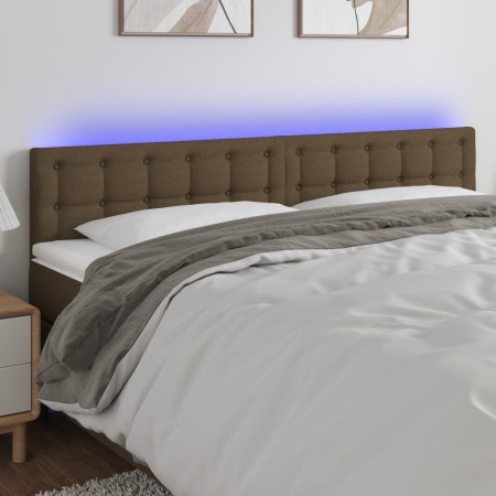 Cabecero con LED de tela marrón oscuro 200x5x78/88 cm de , Cabeceros y pies de cama - Ref: Foro24-3122071, Precio: 81,20 €, D...