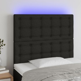 Cabecero con luces LED tela negro 100x5x118/128 cm de , Cabeceros y pies de cama - Ref: Foro24-3122850, Precio: 66,83 €, Desc...