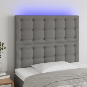 Headboard with LED lights dark gray fabric 80x5x118/128 cm by , Headboards and footboards - Ref: Foro24-3122833, Price: 63,49...