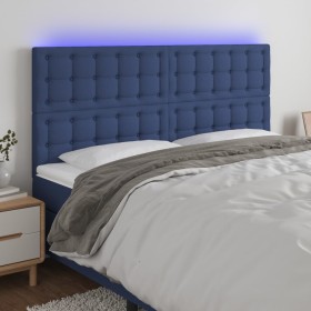 Kopfteil mit LED-Lichtern aus blauem Stoff, 200 x 5 x 118/128 cm von , Kopf- und Fußteile - Ref: Foro24-3122886, Preis: 143,9...