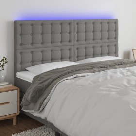 Headboard with LED lights dark gray fabric 160x5x118/128 cm by , Headboards and footboards - Ref: Foro24-3122865, Price: 118,...