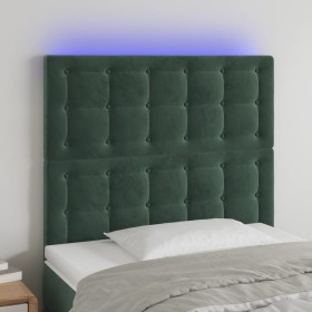 Cabecero con luces LED terciopelo verde oscuro 100x5x118/128 cm de , Cabeceros y pies de cama - Ref: Foro24-3122903, Precio: ...