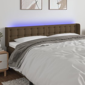 Dark brown fabric headboard with LED 203x16x78/88 cm by , Headboards and footboards - Ref: Foro24-3123695, Price: 87,99 €, Di...