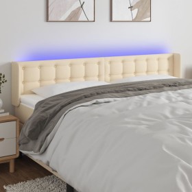 Cream fabric headboard with LED 163x16x78/88 cm by , Headboards and footboards - Ref: Foro24-3123681, Price: 81,99 €, Discoun...