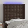 Cabecero con LED cuero sintético marrón 93x16x118/128 cm de , Cabeceros y pies de cama - Ref: Foro24-3124129, Precio: 86,62 €...