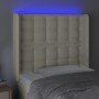 Cabecero con LED cuero sintético color crema 103x16x118/128 cm de , Cabeceros y pies de cama - Ref: Foro24-3124134, Precio: 8...