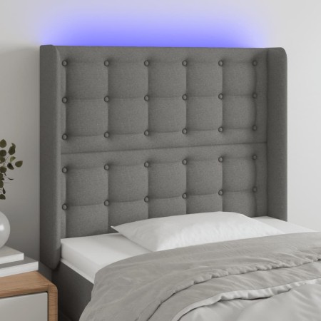 Dark gray fabric headboard with LED103x16x118/128 cm by , Headboards and footboards - Ref: Foro24-3124473, Price: 77,55 €, Di...