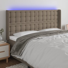 Headboard with LED in taupe gray fabric 163x16x118/128 cm by , Headboards and footboards - Ref: Foro24-3124492, Price: 140,00...